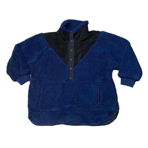 FREE PEOPLE MOVEMENT WOMENS FALL TO RISE FLEECE HALF ZIP PULLOVER NAVY MEDIUM - Picture 2 of 6